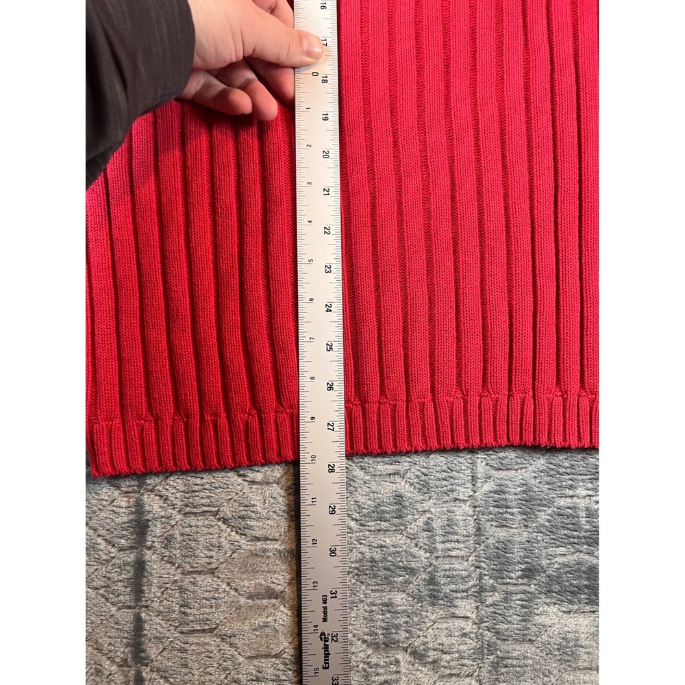 Facconable Red Ribbed V Neck Cotton Sweater Mens XL Made in Italy - Picture 6 of 7